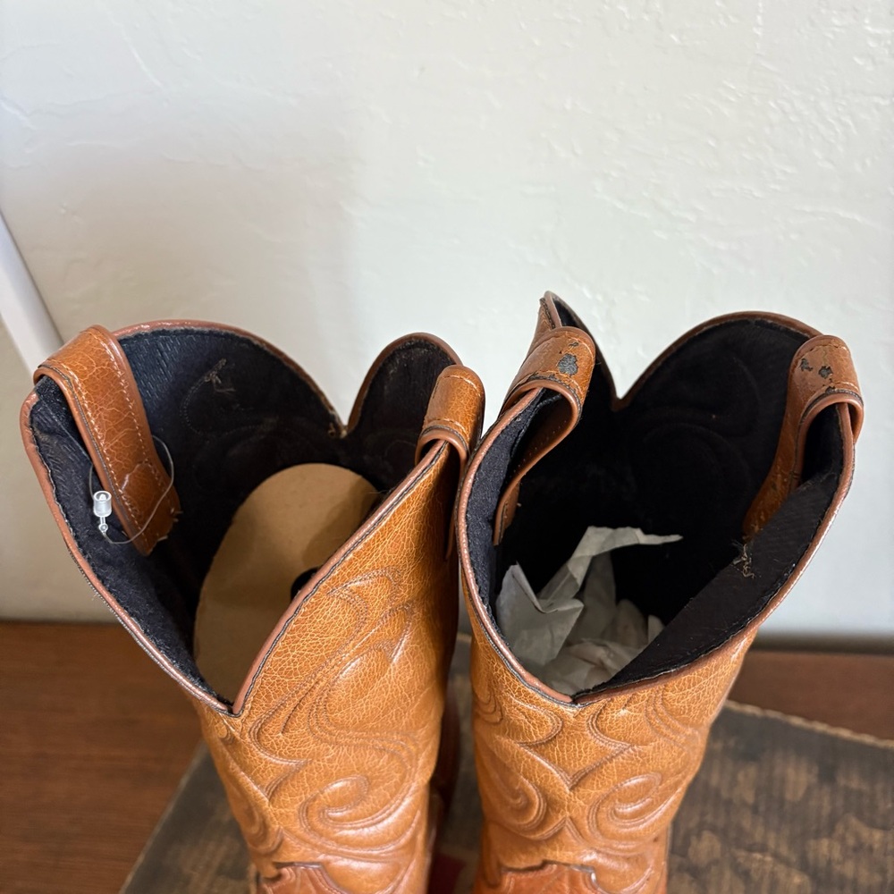 Laredo Western Boots Tobacco Brown Leather Made in USA Size 9.5 D w/ Box unworn - Picture 5 of 12